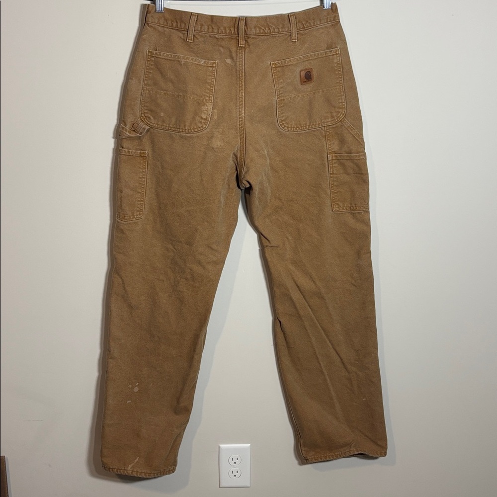 Vintage Carhartt B111 BRN Carpenter Work Pants Flannel 34x33 - Picture 5 of 5